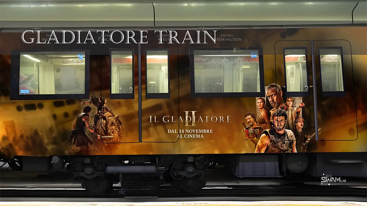 Brandizzazione Atac metro wrap film Il GLadiatore 2 Swamlab